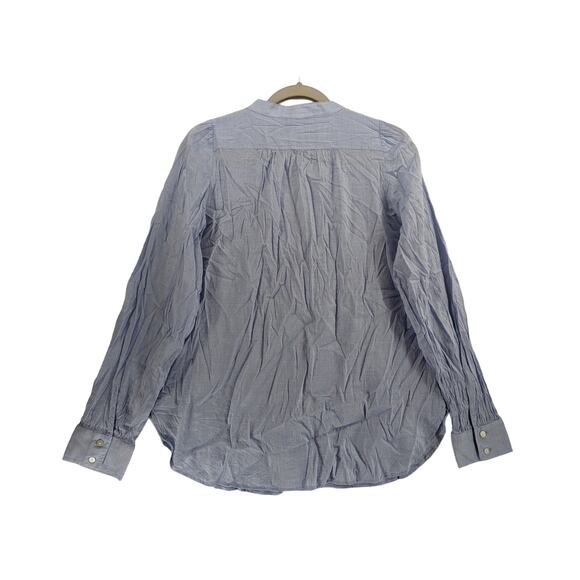 Loft VNeck Blouse L Blue Office Shirt Flowy Long Sleeve Workwear Office Loose - Picture 3 of 9